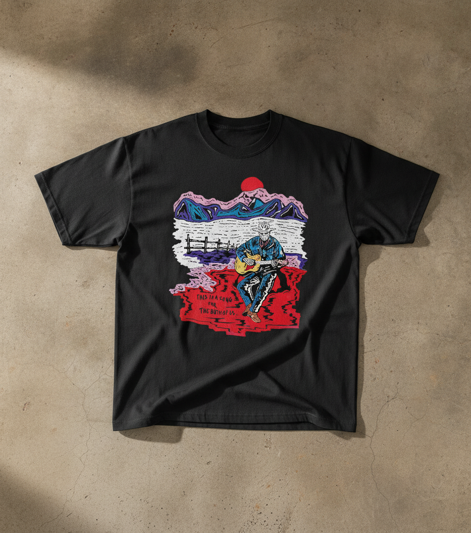 Song for the Both of Us Skeleton Cowboy Graphic Tee — Folded lay