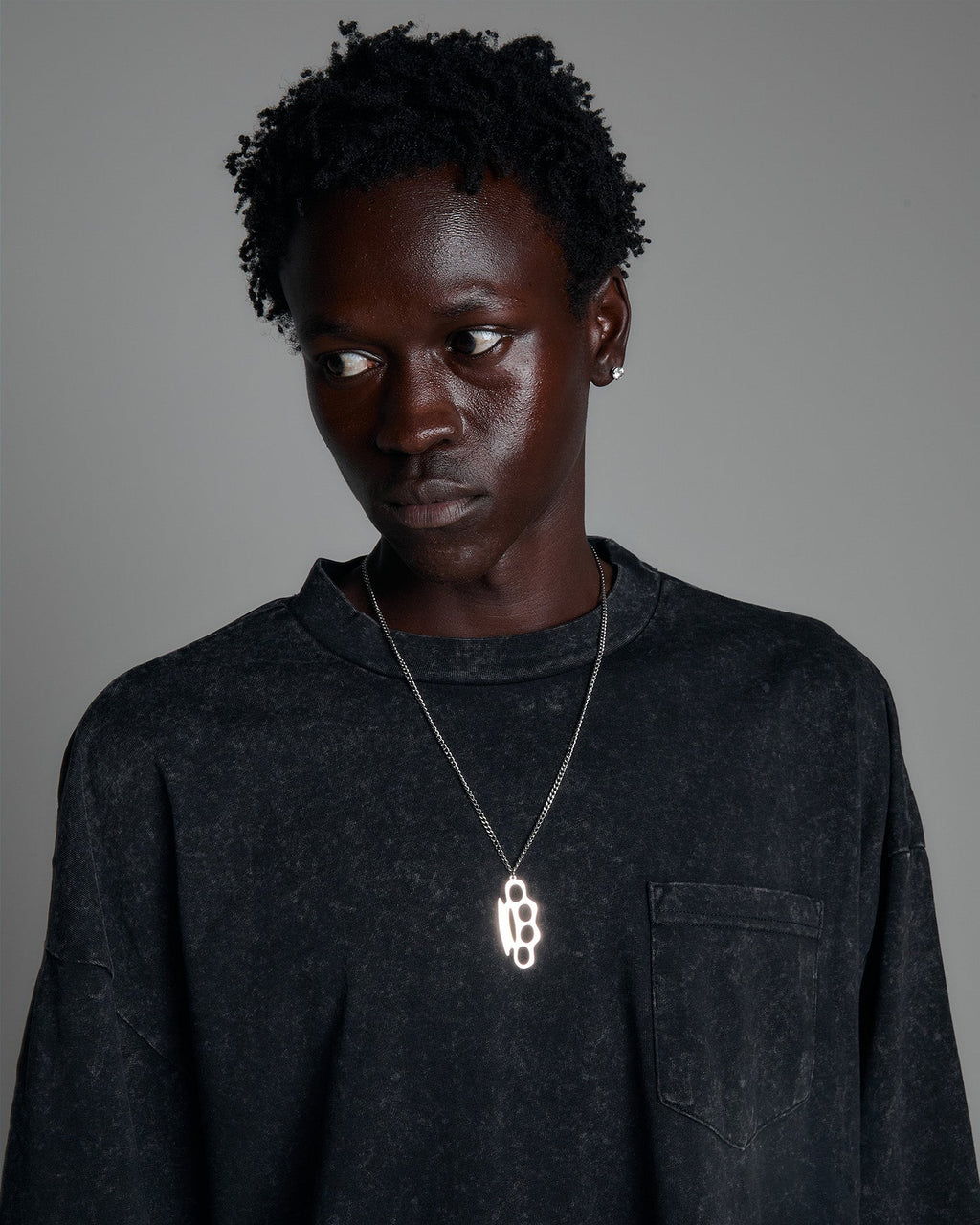 Shaka Wear 7.5oz Acid Wash Pocket Tee blank in Black - lifestyle portrait