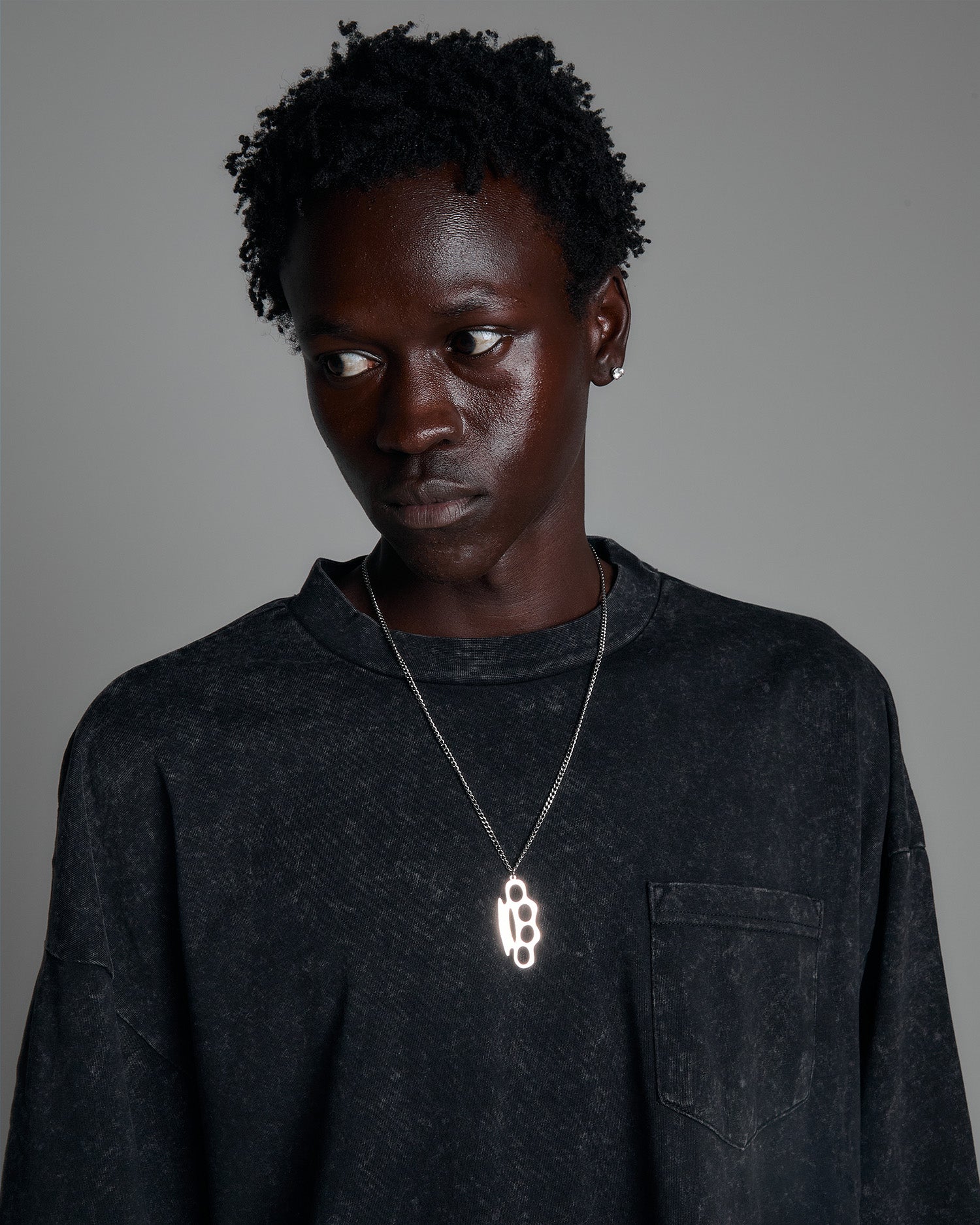 Shaka Wear 7.5oz Acid Wash Pocket Tee blank in Black - lifestyle portrait