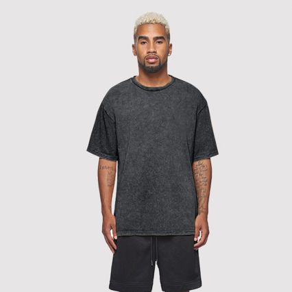 TeeStyled TS5600AW acid wash essential tee blank, black acid wash, front view