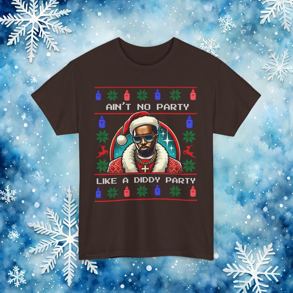 Ain’t No Party Like a Diddy Party Ugly Christmas Tee – Funny Holiday Hip - Hop Meme T Shirt - Stonk Shark Co.