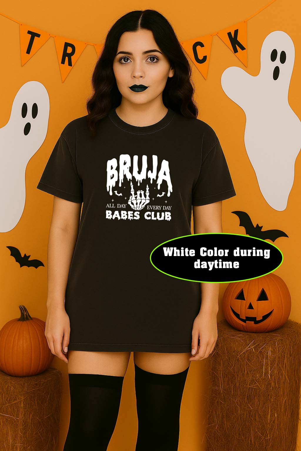 Bruja Babes Club Glow in the Dark T-Shirt | Latina Witch Halloween Tee - Stonk Shark Co.