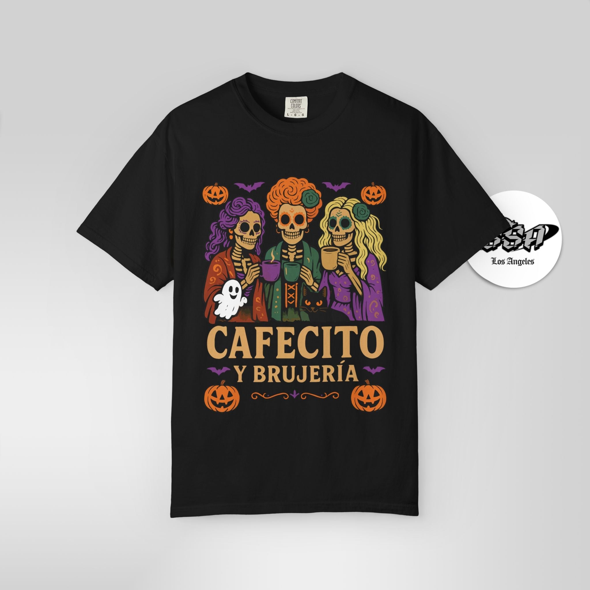 Cafecito y Brujería Halloween Shirt – Spooky Latina Witch Tee - Stonk Shark Co.