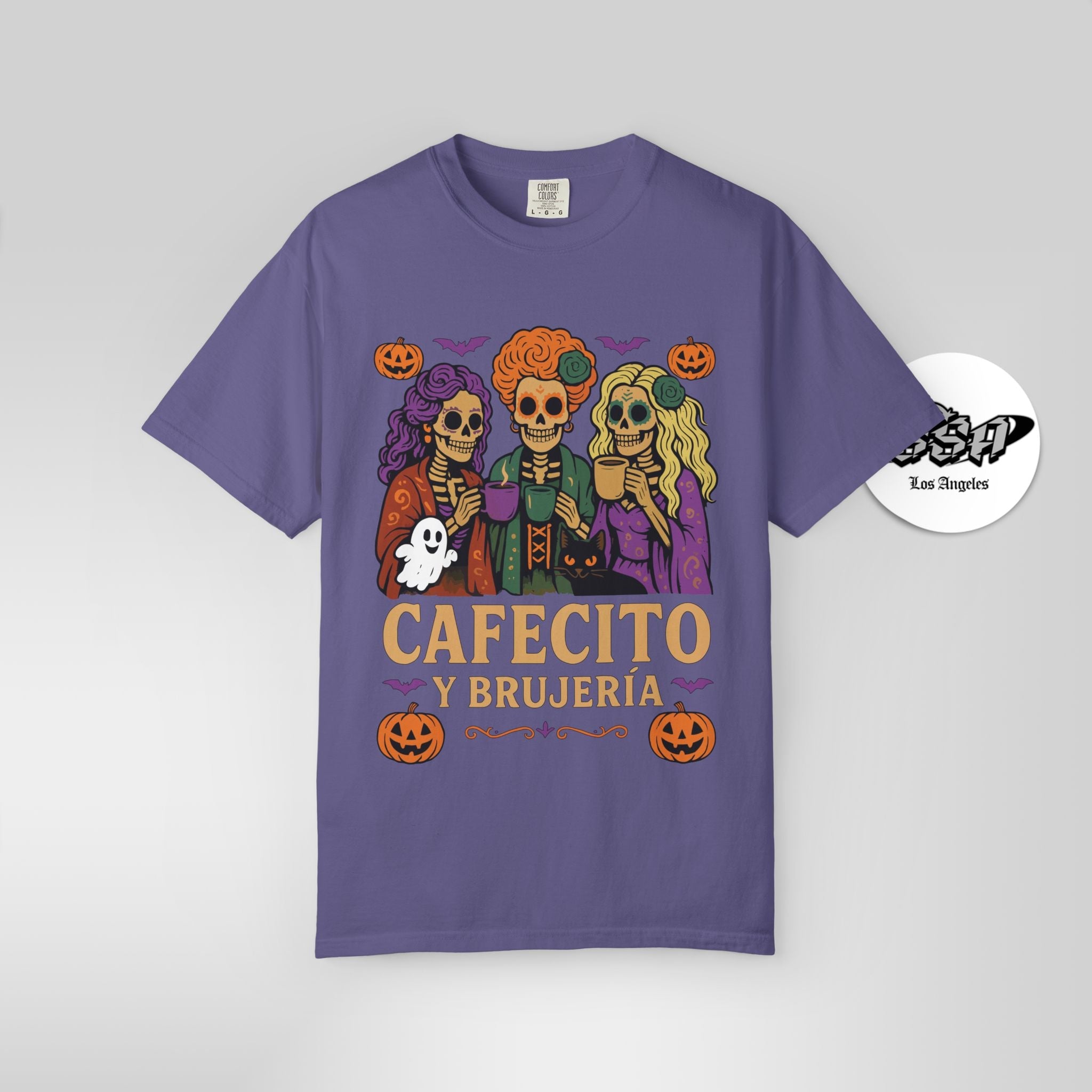 Cafecito y Brujería Halloween Shirt – Spooky Latina Witch Tee - Stonk Shark Co.