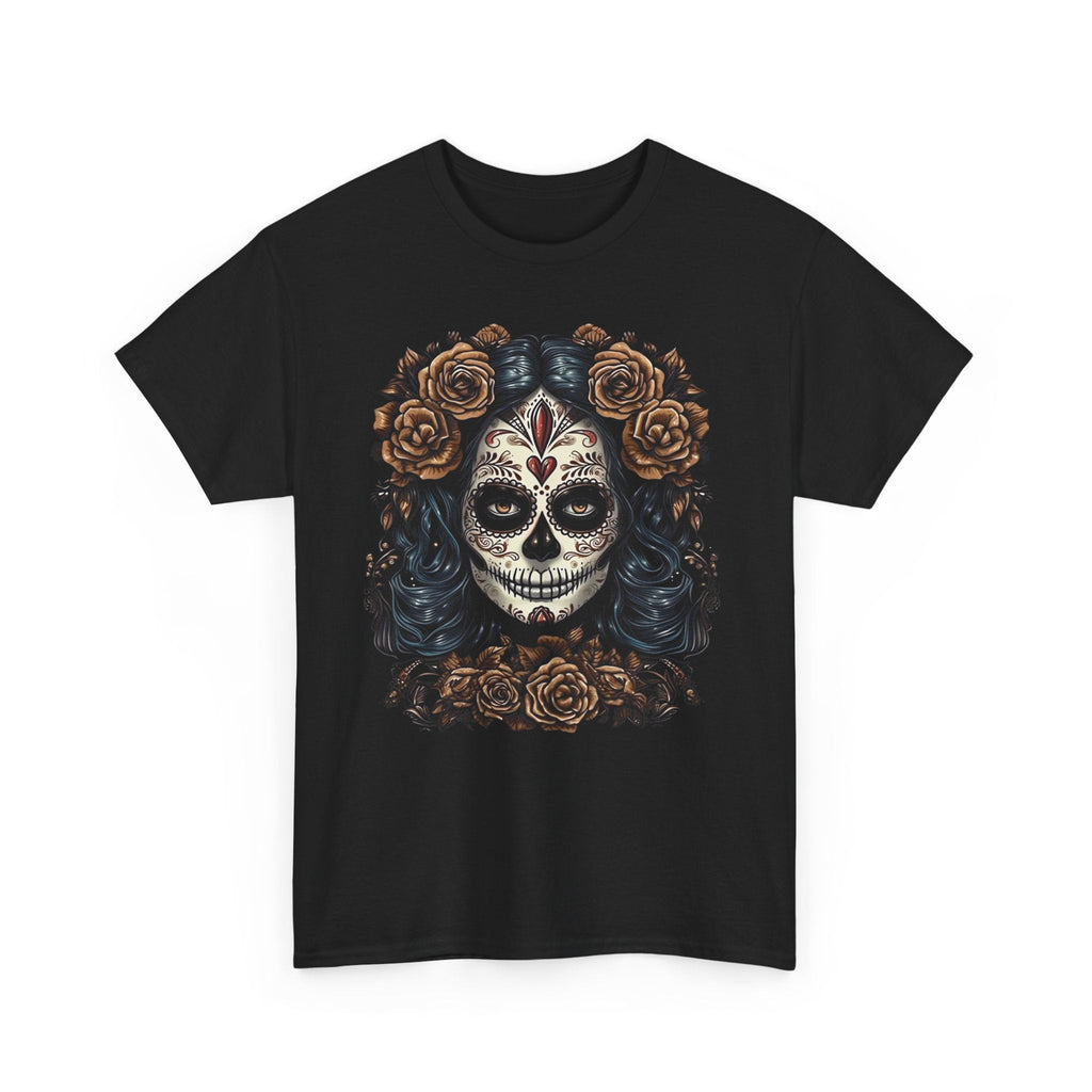 Catrina Día de los Muertos Shirt Skeleton Brown Flowers Day of the Dead Sugar Skull Women Unisex T Shirt - Stonk Shark Co.