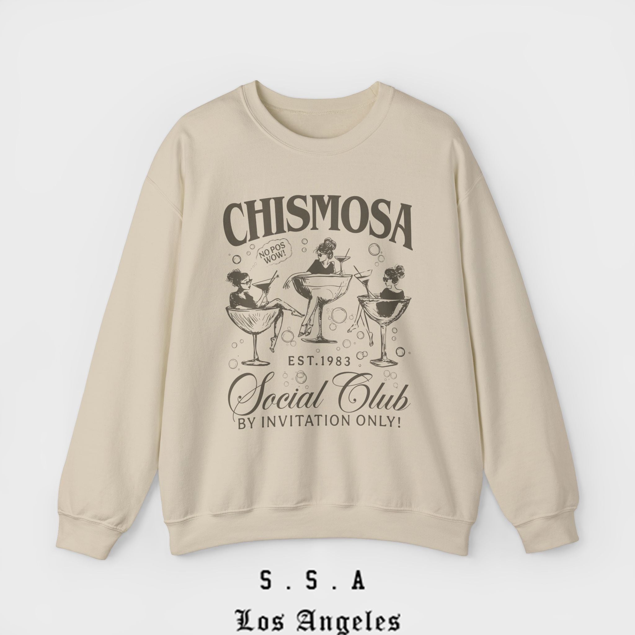 Chismosa Social Club Sweatshirt – Funny Vintage Vibe Crewneck Sweatshirt - Stonk Shark Co.
