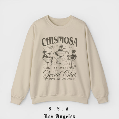 Chismosa Social Club Sweatshirt – Funny Vintage Vibe Crewneck Sweatshirt - Stonk Shark Co.