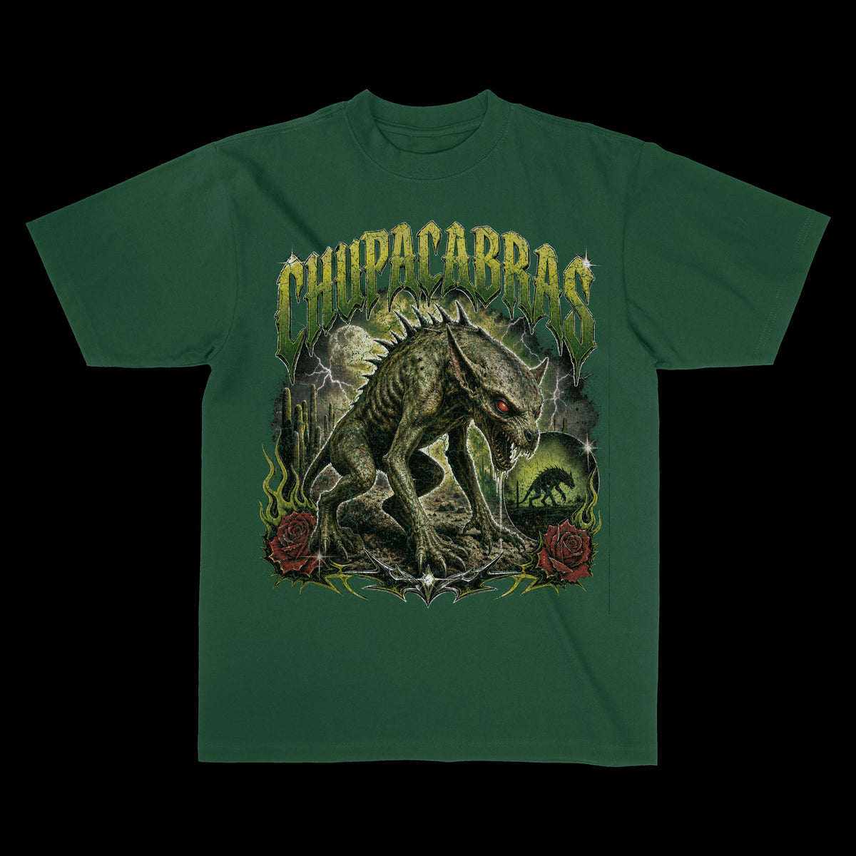 Chupacabra Graphic Tee — Forest Green T-Shirt — LA Custom Prints