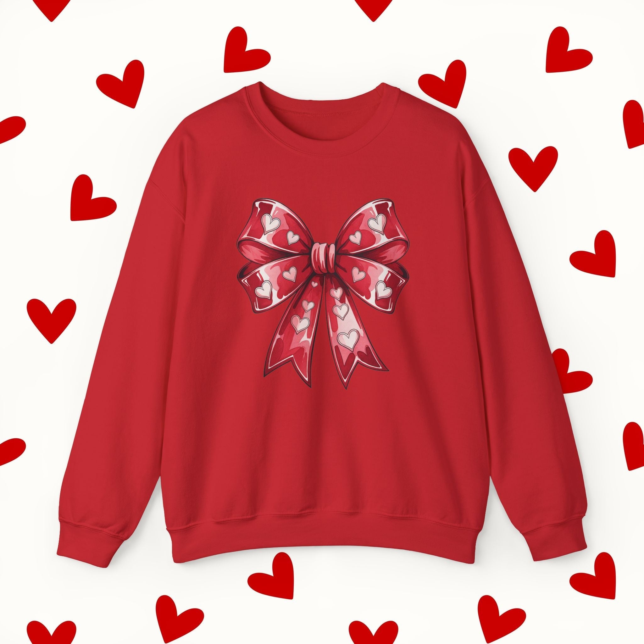Coquette Red Bow Sweatshirt – Romantic Valentine’s Day Sweater - Stonk Shark Co.