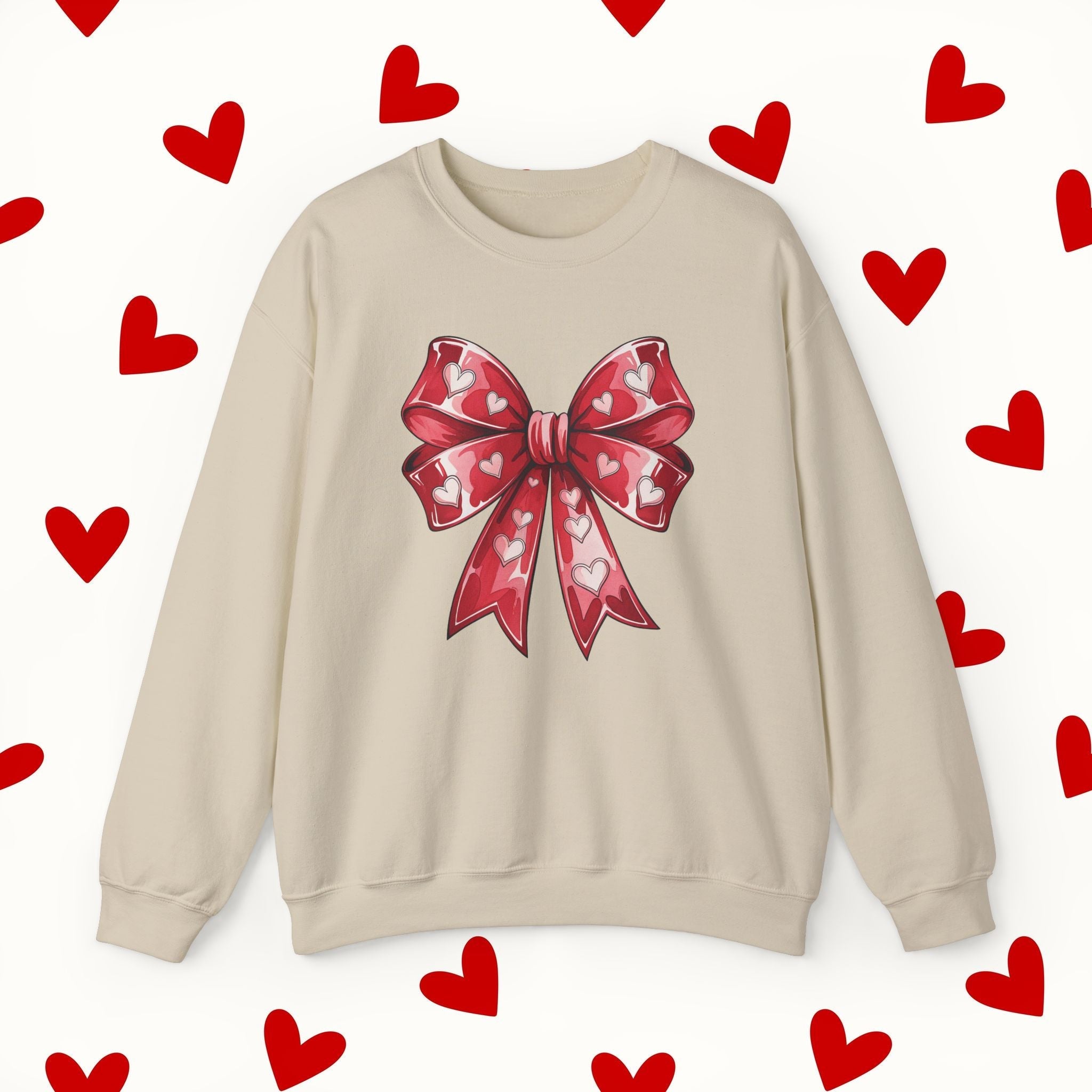 Coquette Red Bow Sweatshirt – Romantic Valentine’s Day Sweater - Stonk Shark Co.