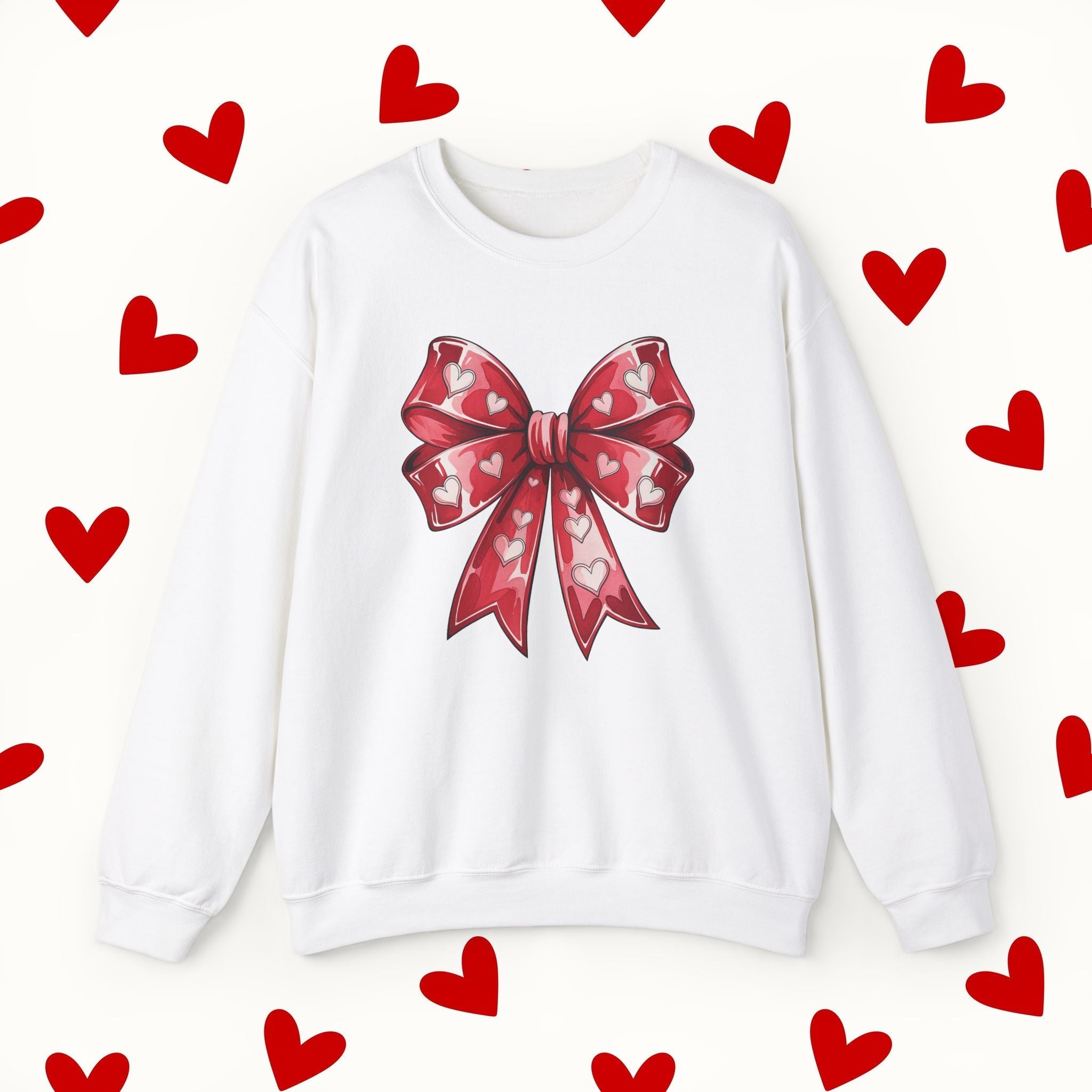 Coquette Red Bow Sweatshirt – Romantic Valentine’s Day Sweater - Stonk Shark Co.