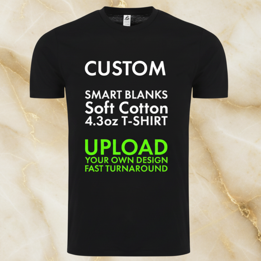 Custom 4.3oz Soft Ring Spun Smart Blanks T Shirt - Stonk Shark Co.