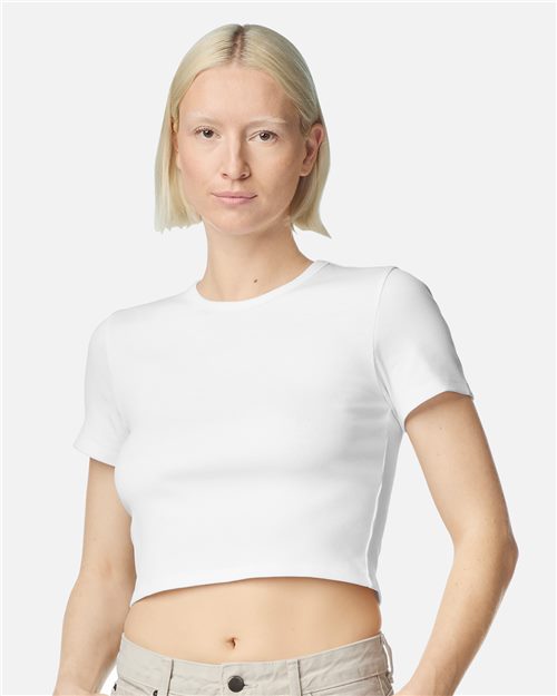 Custom American Apparel | Baby Rib Fitted Cropped Tee - Stonk Shark Co.
