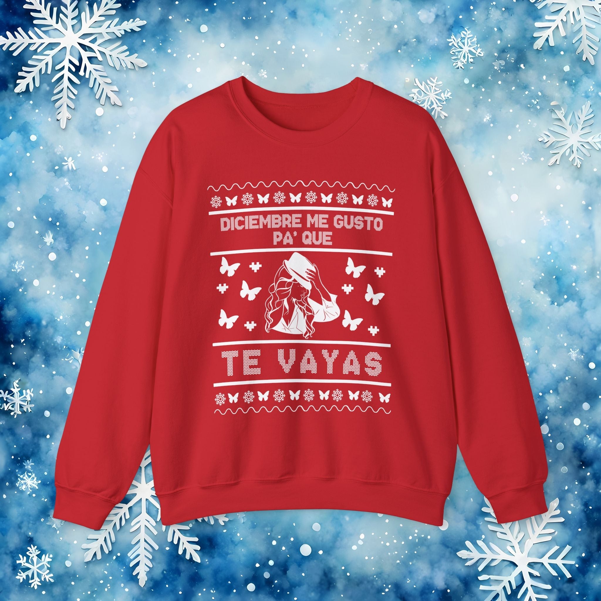 Diciembre Me Gustó Ugly Christmas Sweater – Jenni Lyrics Holiday Sweatshirt - Stonk Shark Co.