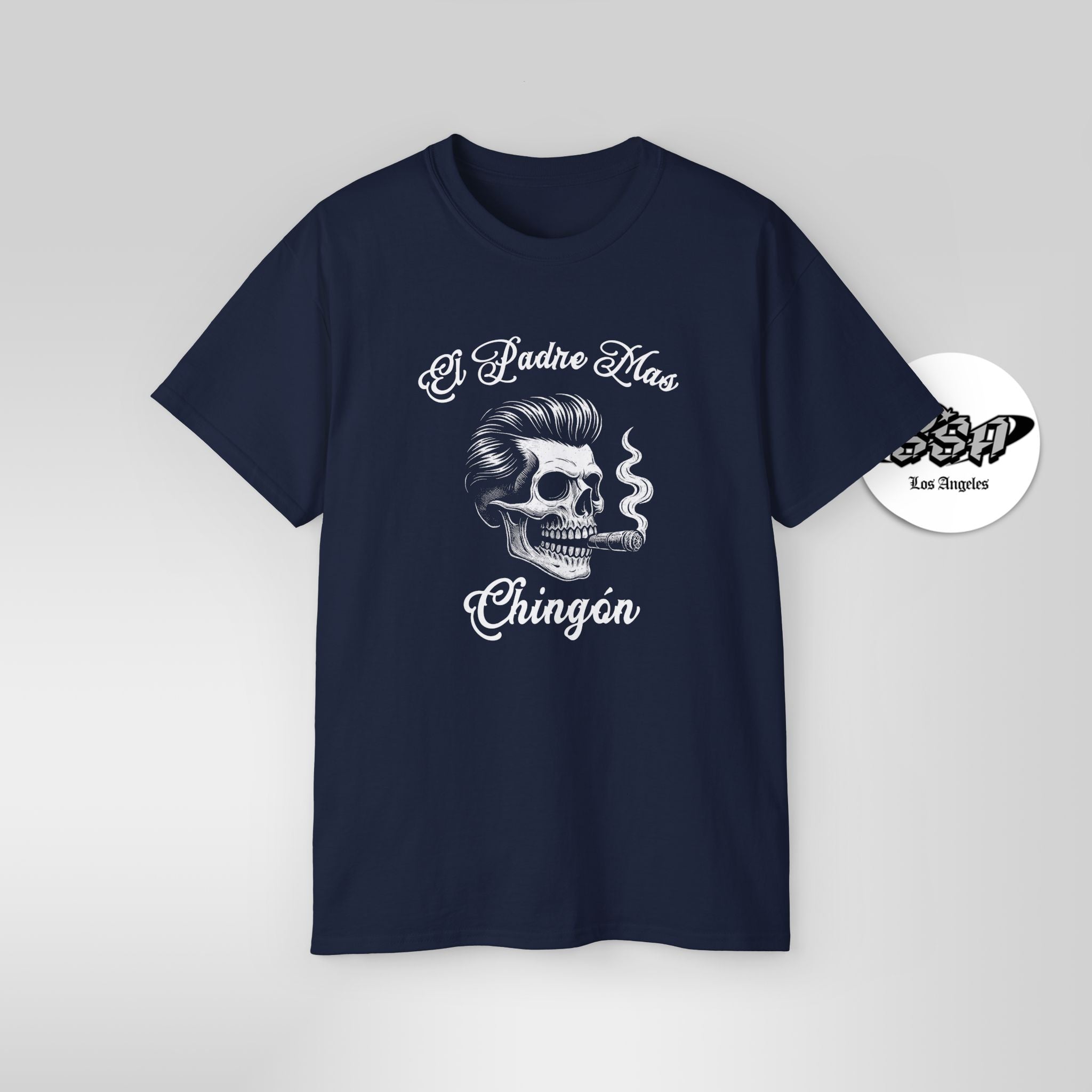 El Padre Más Chingon T Shirt Skull Art Gift for Dad - Stonk Shark Co.
