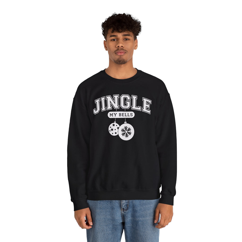Feel The Joy & Jingle My Bells – Funny Couples Christmas Sweatshirt - Stonk Shark Co.
