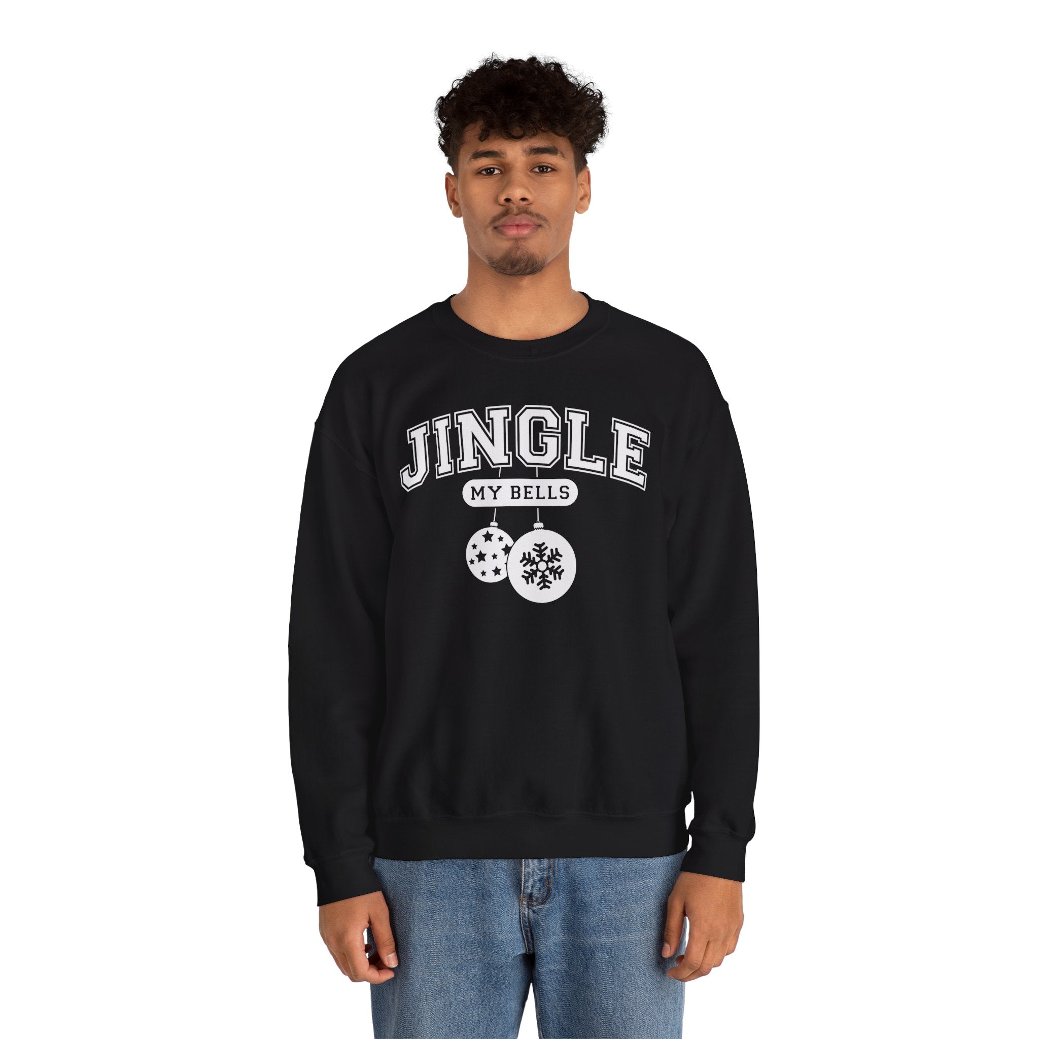Feel The Joy & Jingle My Bells – Funny Couples Christmas Sweatshirt - Stonk Shark Co.