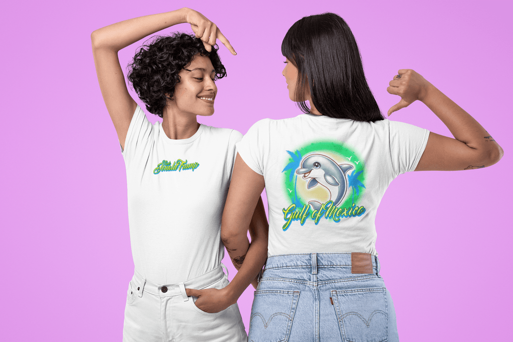 Gulf of Mexico Dolphin FDT Double Sided T shirt Funny Anti - Trump Graphic Tee - Stonk Shark Co.