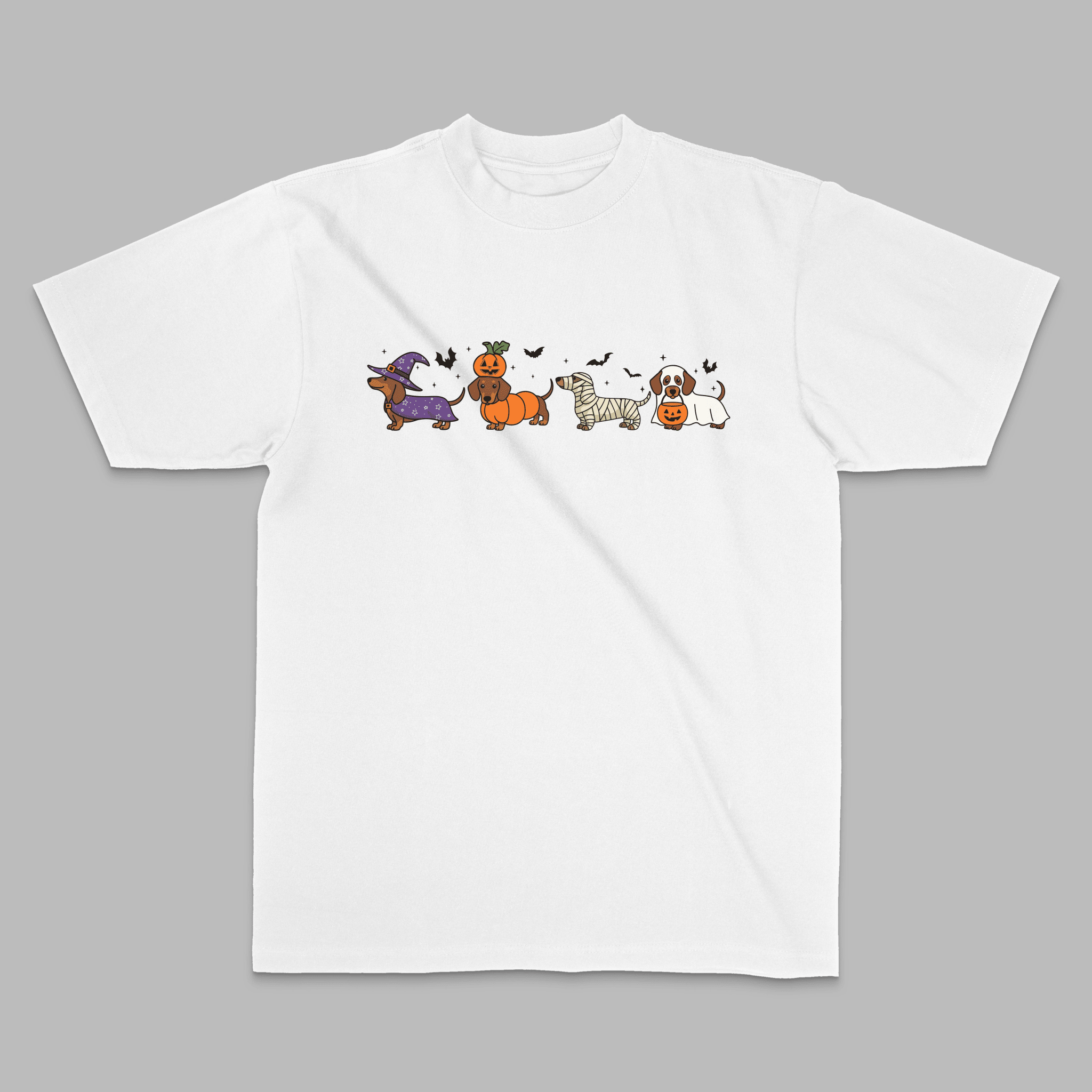 Halloween Dachshund Costume Parade Graphic Tee - Stonk Shark Co.