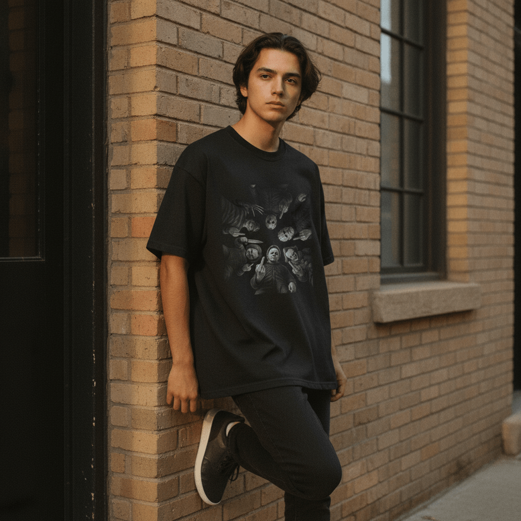 Horror Icons Middle Finger Graphic Tee - Stonk Shark Co.