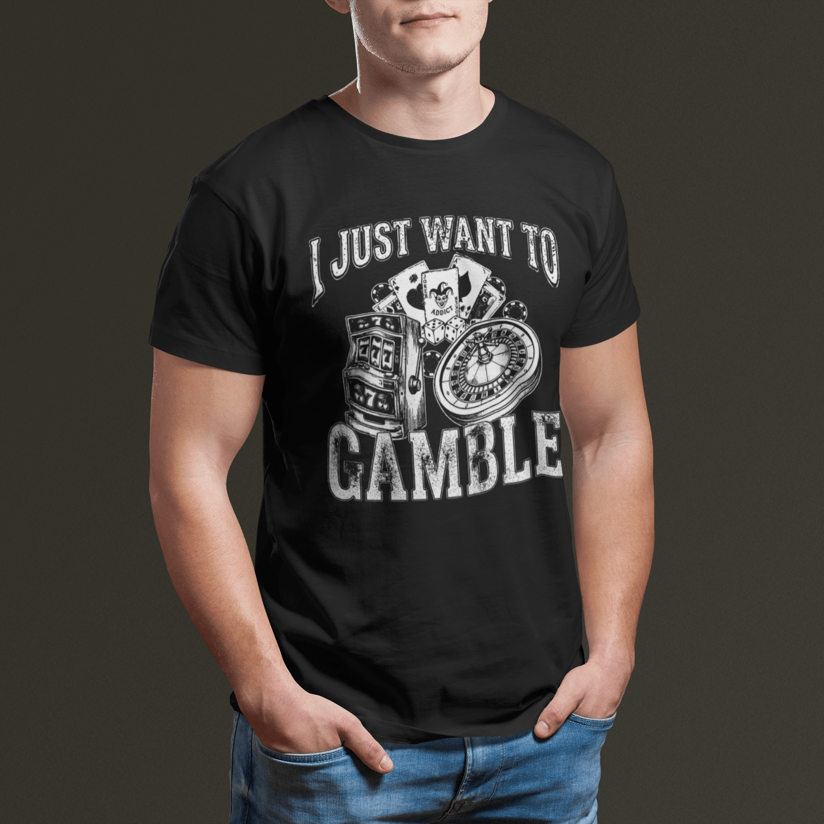 I Just Want To Gamble Casino Tee - Stonk Shark Co.