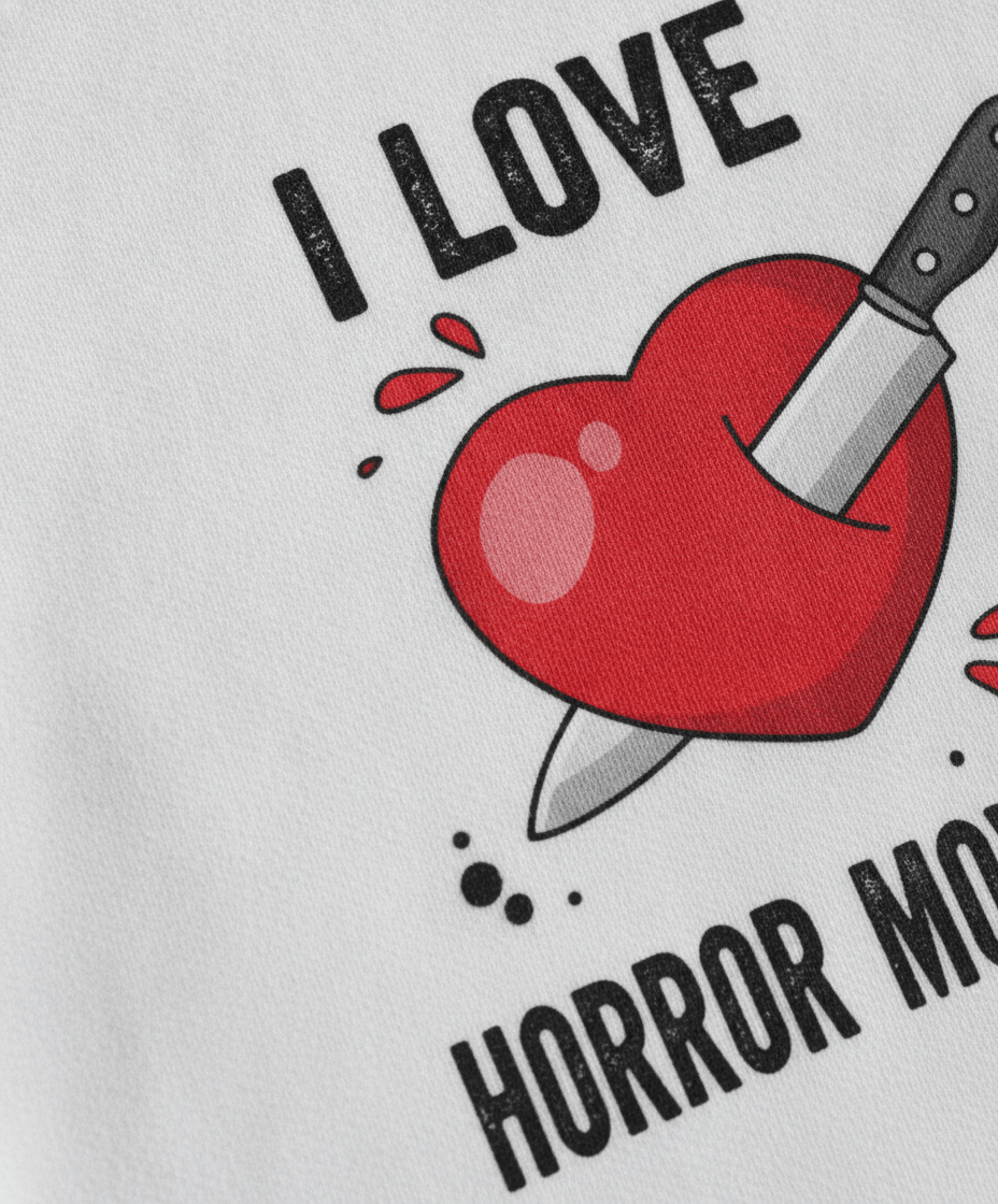 I Love Horror Movies Heart Stabbed Graphic Tee - Stonk Shark Co.