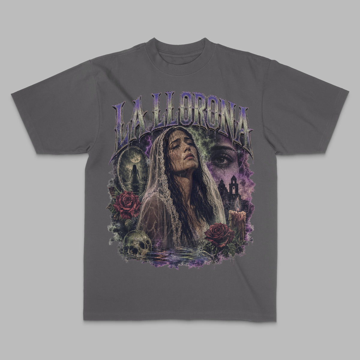 La Llorona Gothic Folklore Women's T-Shirt — Charcoal T-Shirt — LA Custom Prints