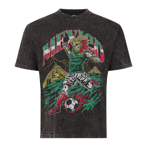 Mexico Aztec Skeleton Warrior Soccer T-Shirt - Stonk Shark Co.