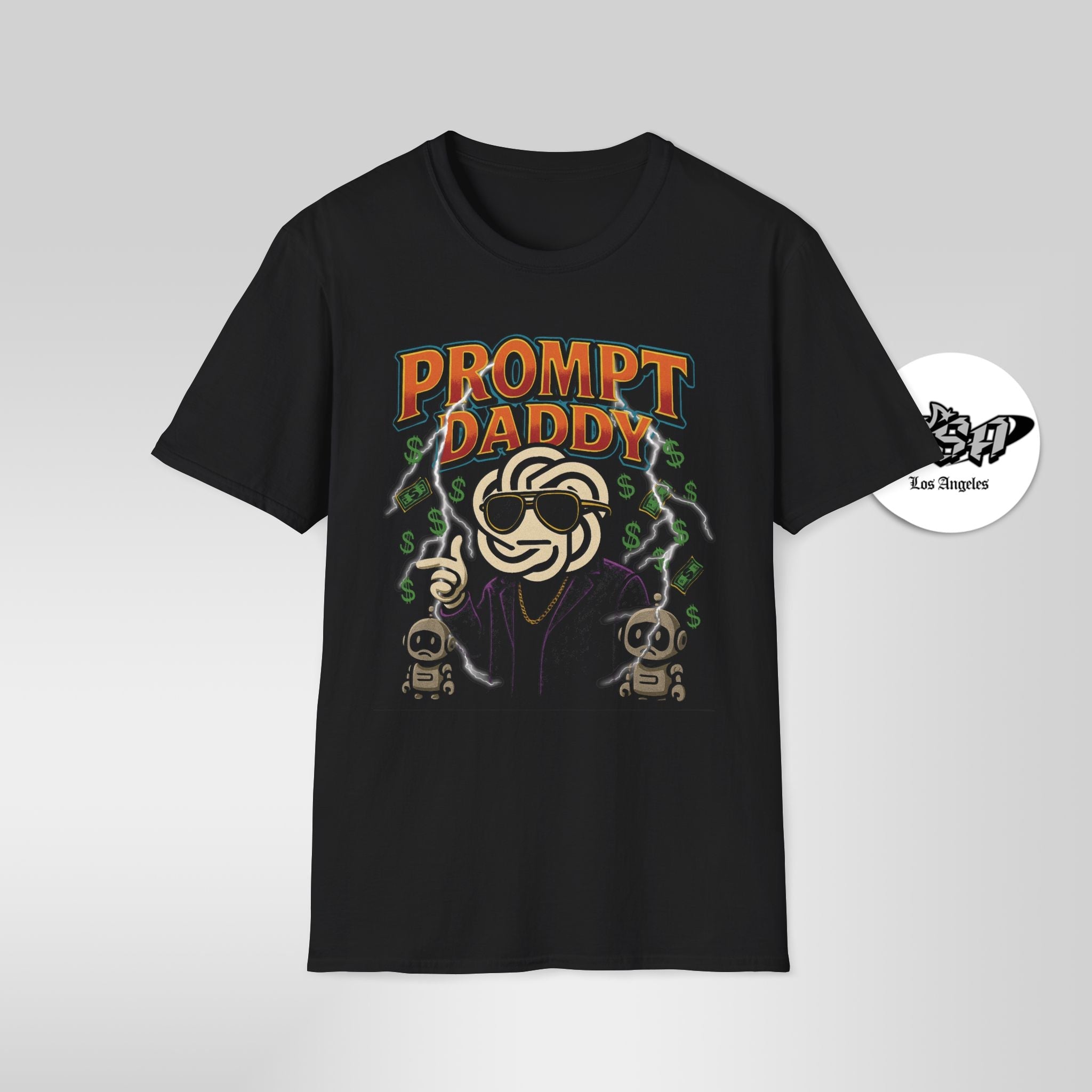 Prompt Daddy Bootleg Shirt – Diddy x ChatGPT Parody Tee Funny 90s AI Meme T-Shirt - Stonk Shark Co.