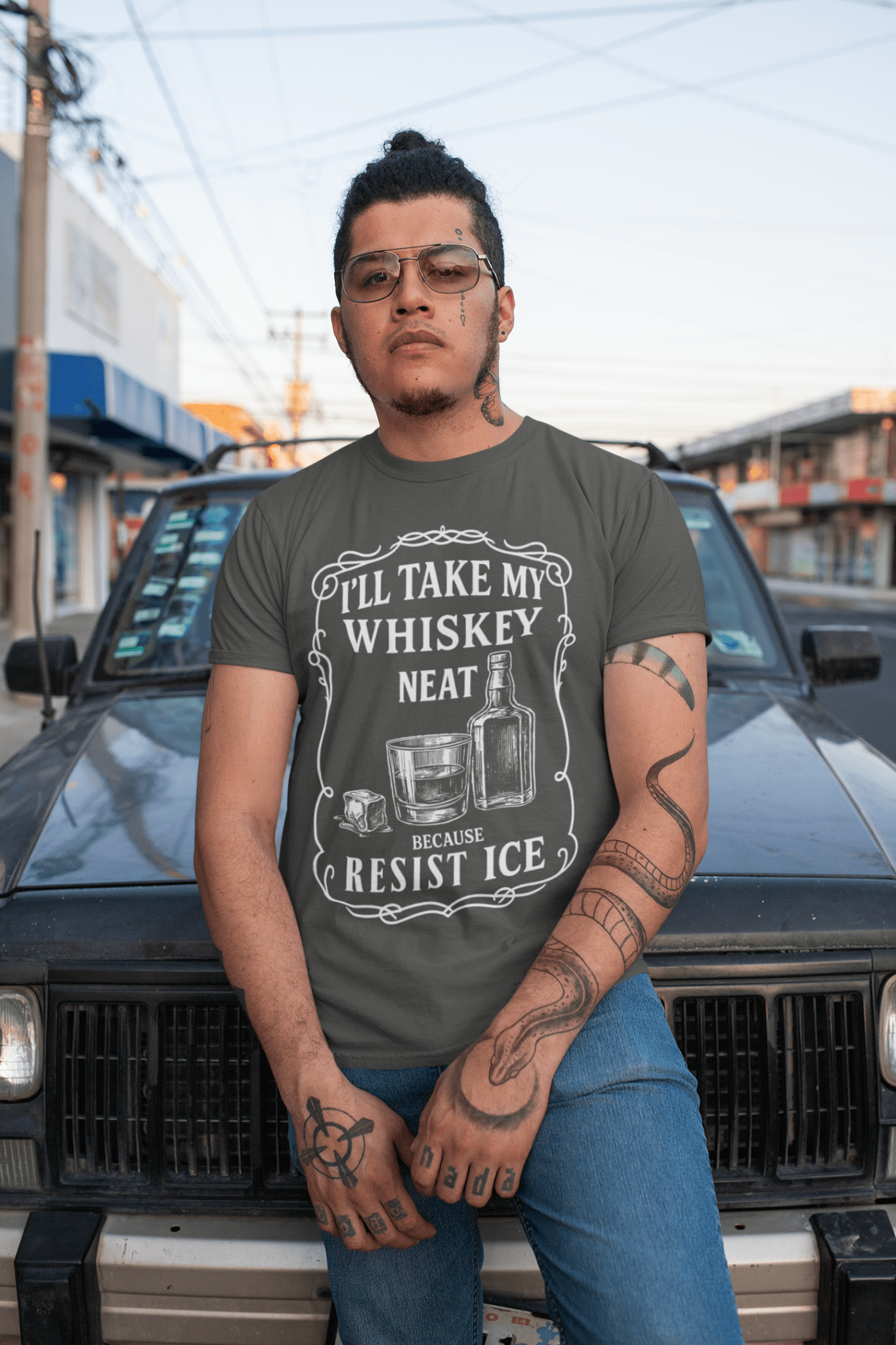 Resist ICE Subtle Political Shirt Ill Take My Whisky Neat Protest Tee - Stonk Shark Co.
