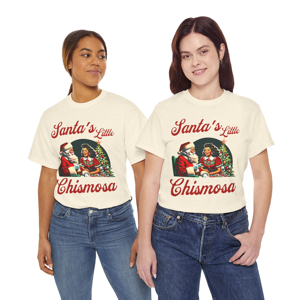 Santa's Little Chismosa T-Shirt - Funny Holiday Tee for Gossip Lovers | Camiseta Navideña Chistosa - Stonk Shark Co.