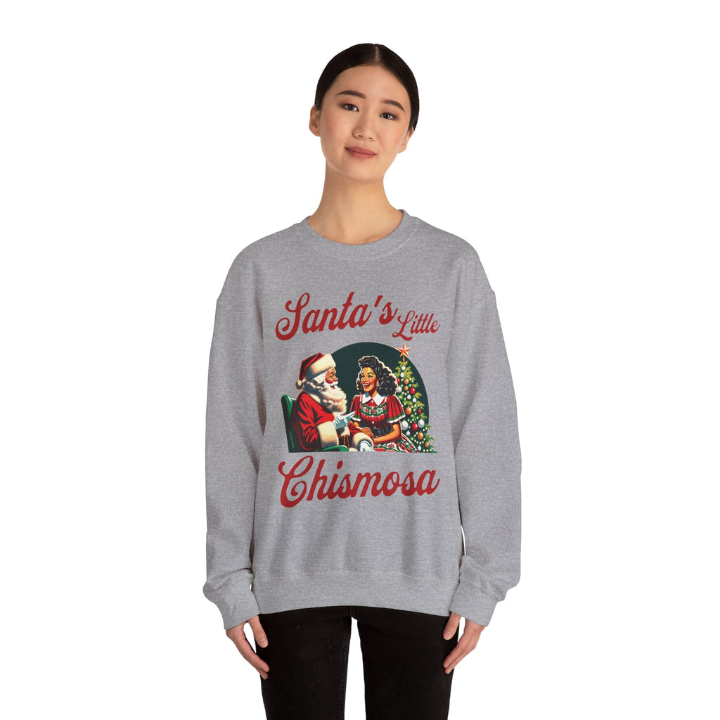Santa's Little Chismosa T-Shirt - Funny Holiday Tee for Gossip Lovers Crewneck Sweatshirt - Stonk Shark Co.
