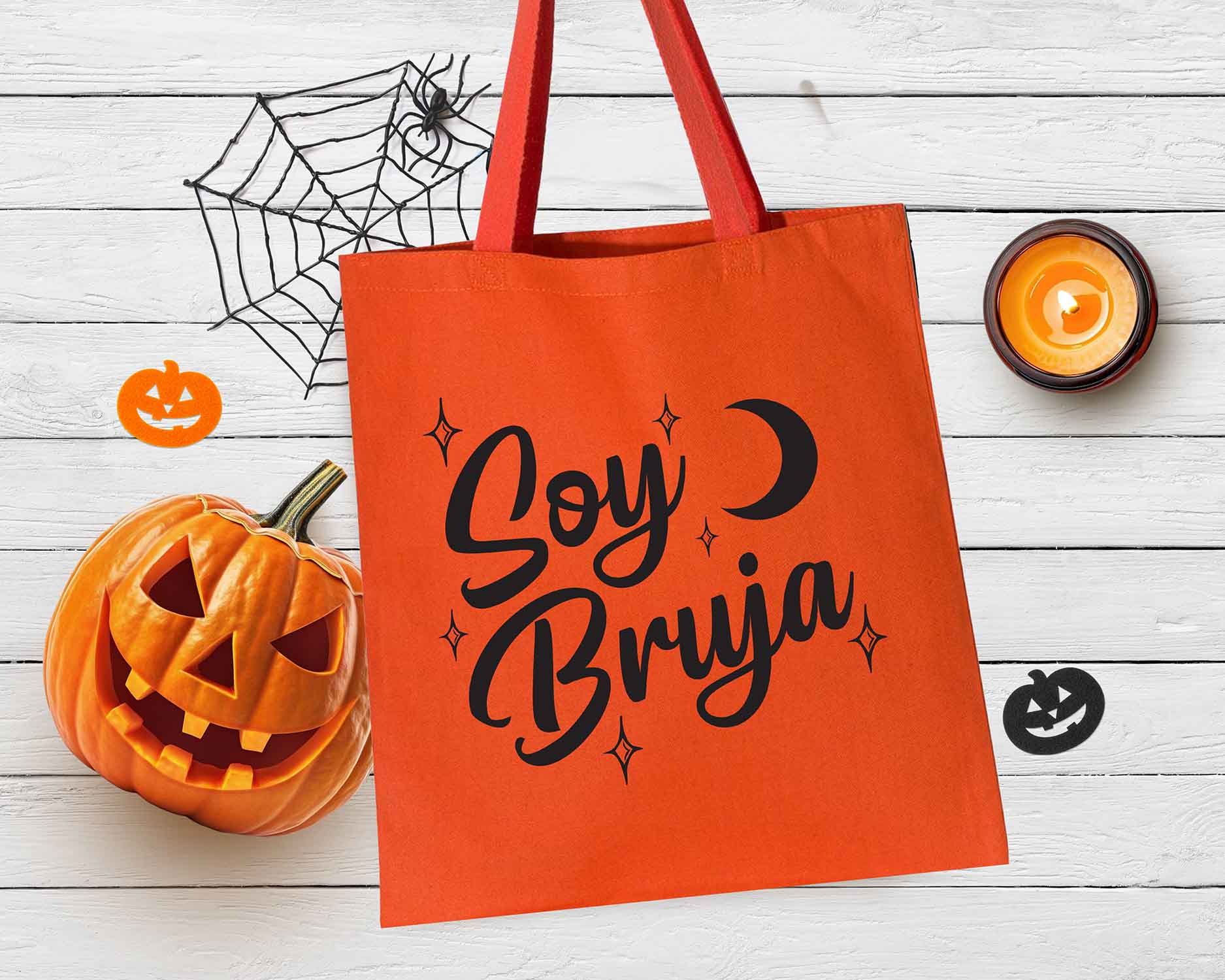 Soy Bruja Tote Bag – Black or Orange Halloween Latina Witch Bag - Stonk Shark Co.