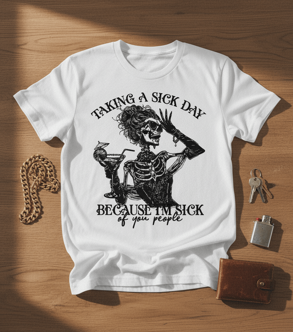 Taking A Sick Day Skeleton Graphic Tee - Stonk Shark Co.