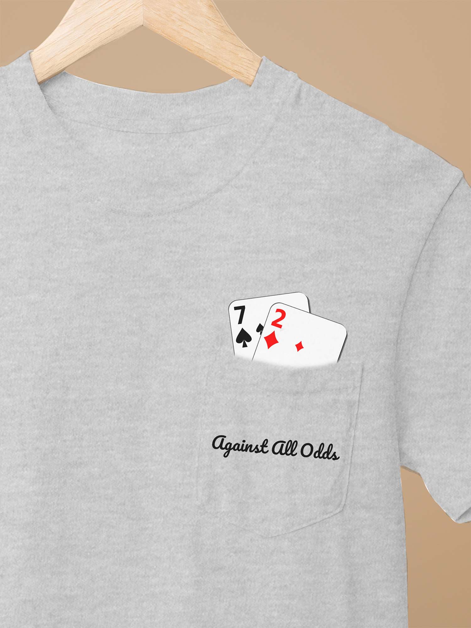 The Worst Hand in Poker Pocket T Shirt – 7 2 Offsuit “Against All Odds” Tee - Stonk Shark Co.
