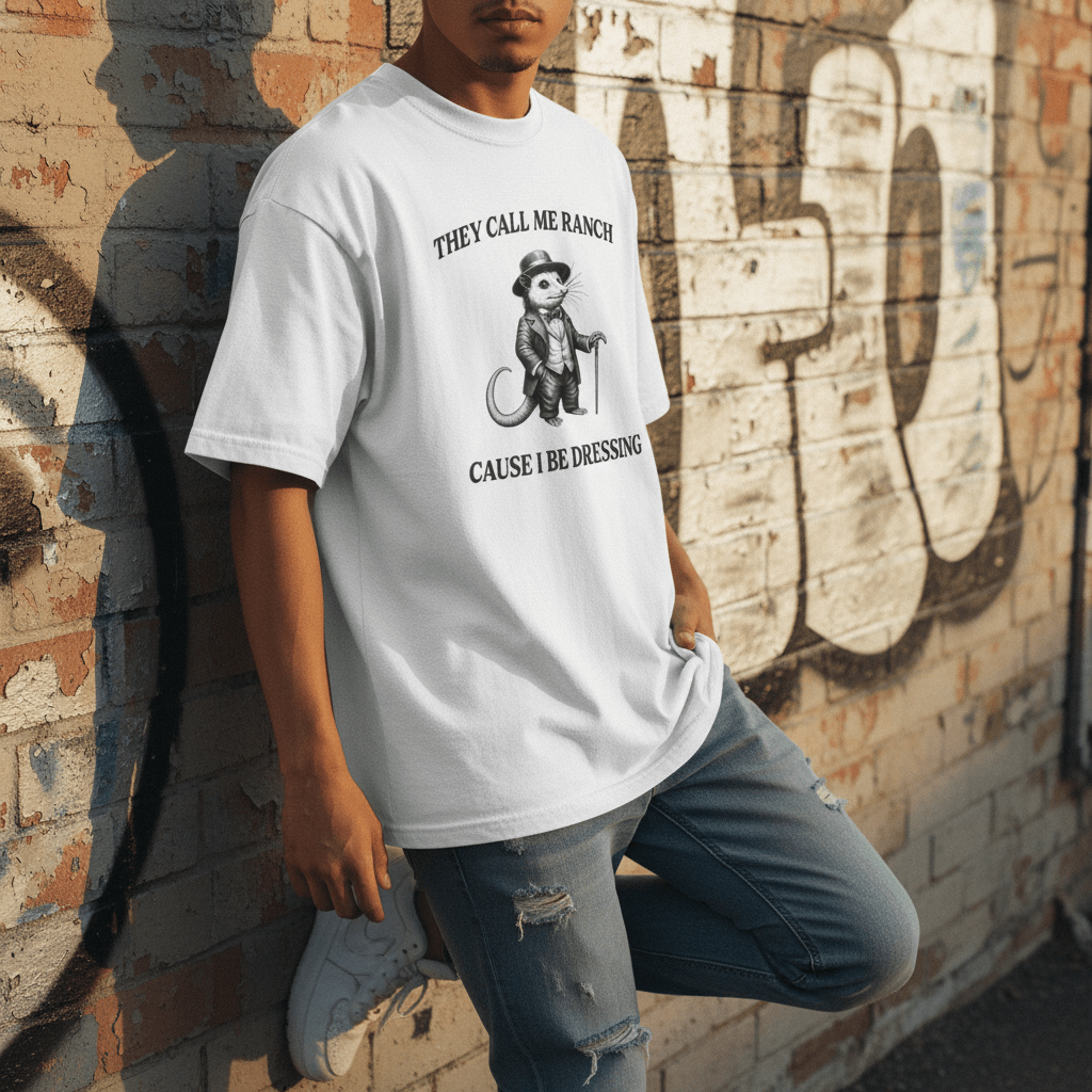 They Call Me Ranch Cause I Be Dressing Opossum Tee - Stonk Shark Co.