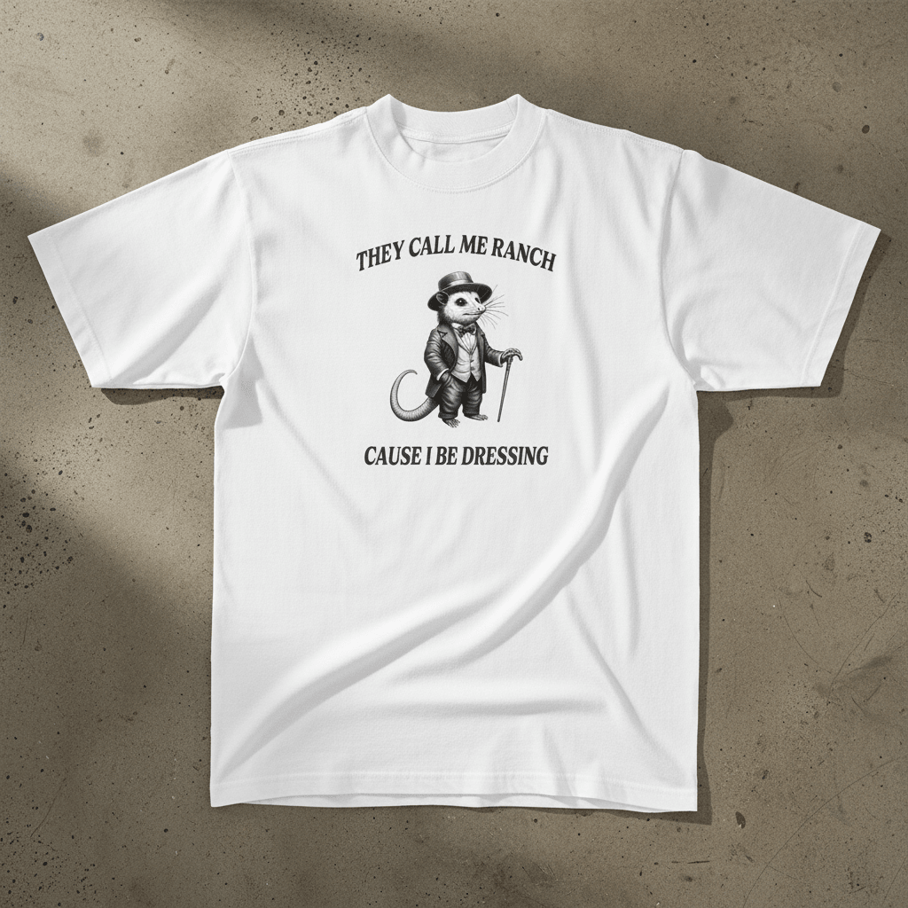 They Call Me Ranch Cause I Be Dressing Opossum Tee - Stonk Shark Co.