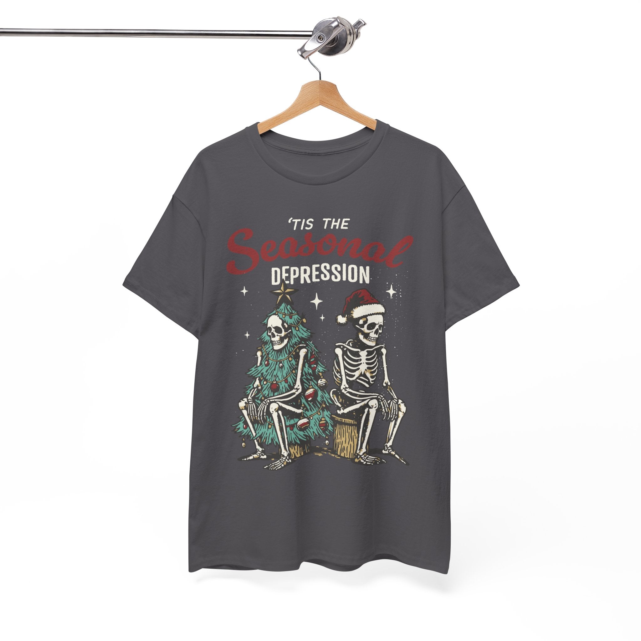 Tis the Seasonal Depression Ugly Christmas Sweater – Funny Skeleton Holiday T Shirt - Stonk Shark Co.