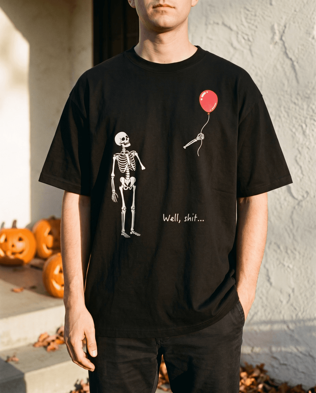 Well Shit Skeleton Balloon T-Shirt - Stonk Shark Co.