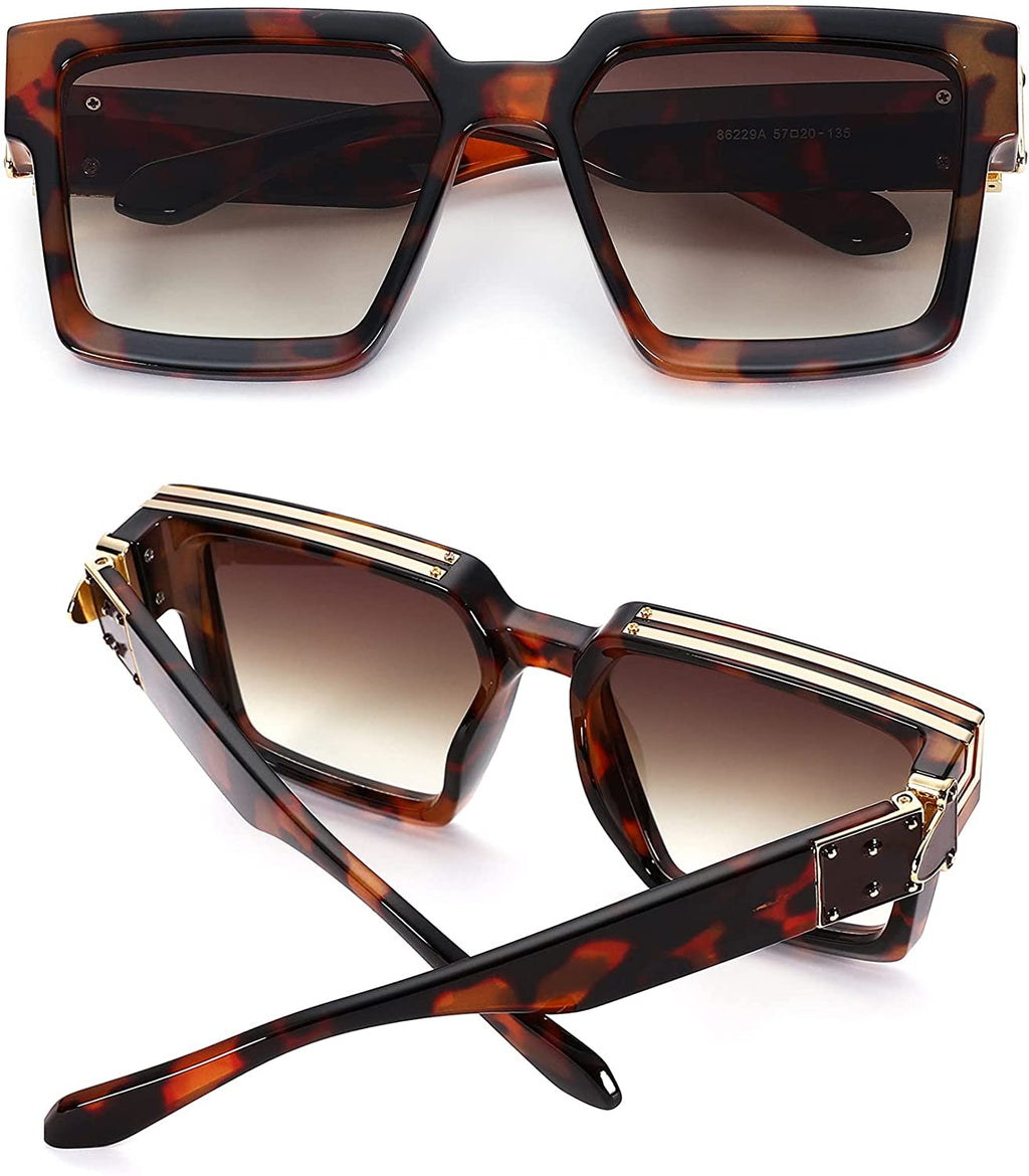 Retro Square Trillionaire Thick Frame Fashion Sunglasses - Stonk Shark Co.
